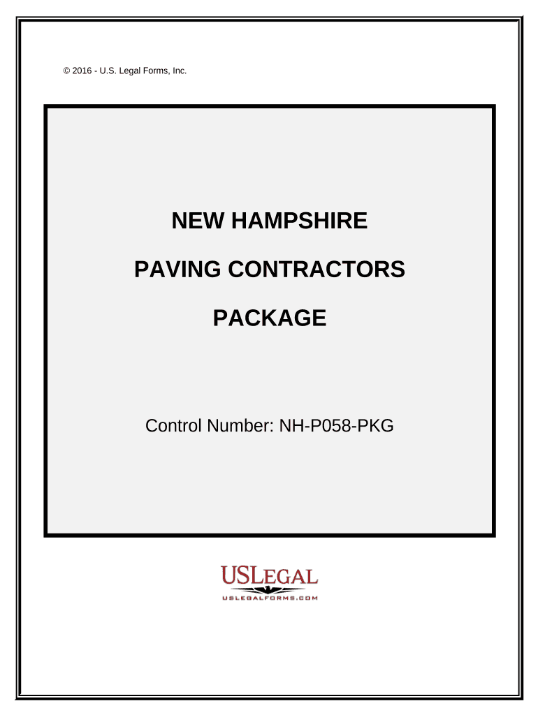Paving Contractor Package New Hampshire  Form