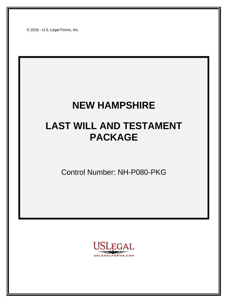 Last Will and Testament Package New Hampshire  Form