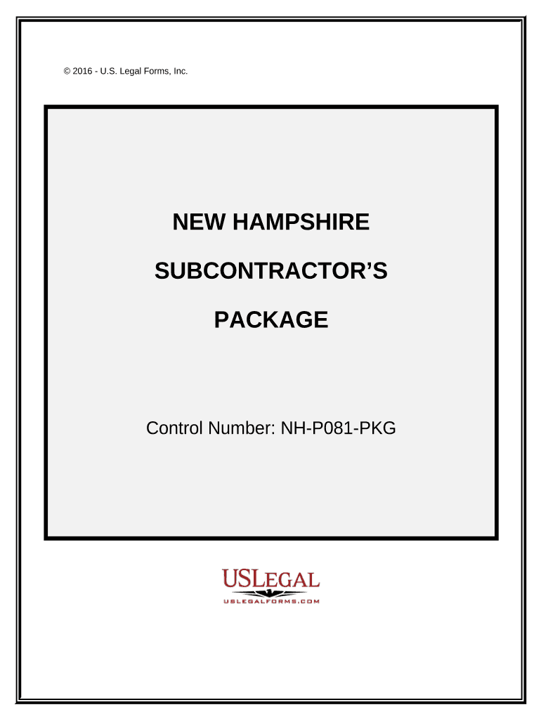 Subcontractors Package New Hampshire  Form