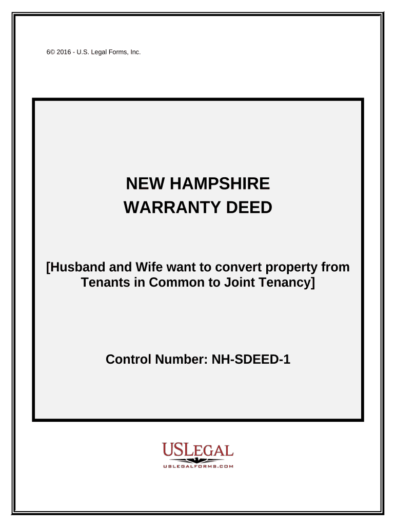 Warranty Deed for Husband and Wife Converting Property from Tenants in Common to Joint Tenancy New Hampshire  Form