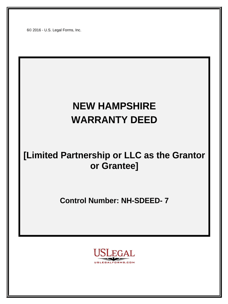 Warranty Deed from Limited Partnership or LLC is the Grantor, or Grantee New Hampshire  Form