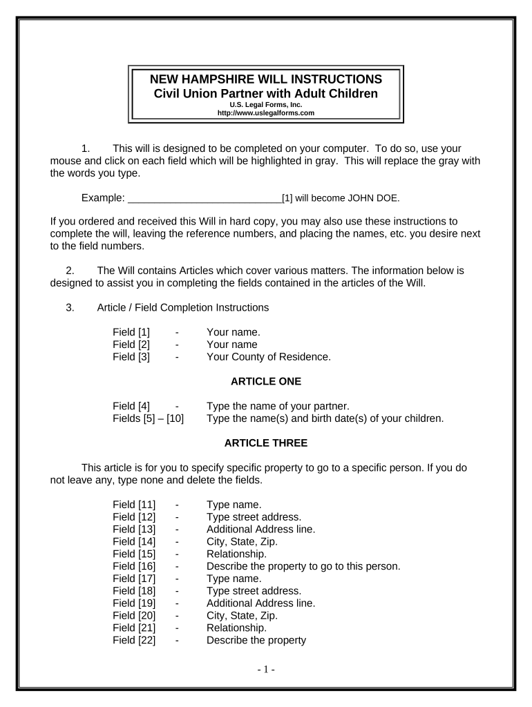 Nh Civil Union  Form