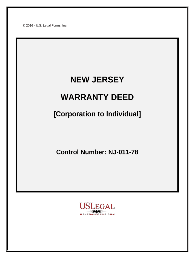 New Jersey Warranty Deed  Form