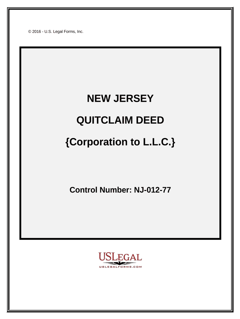 Quitclaim Deed from Corporation to LLC New Jersey  Form