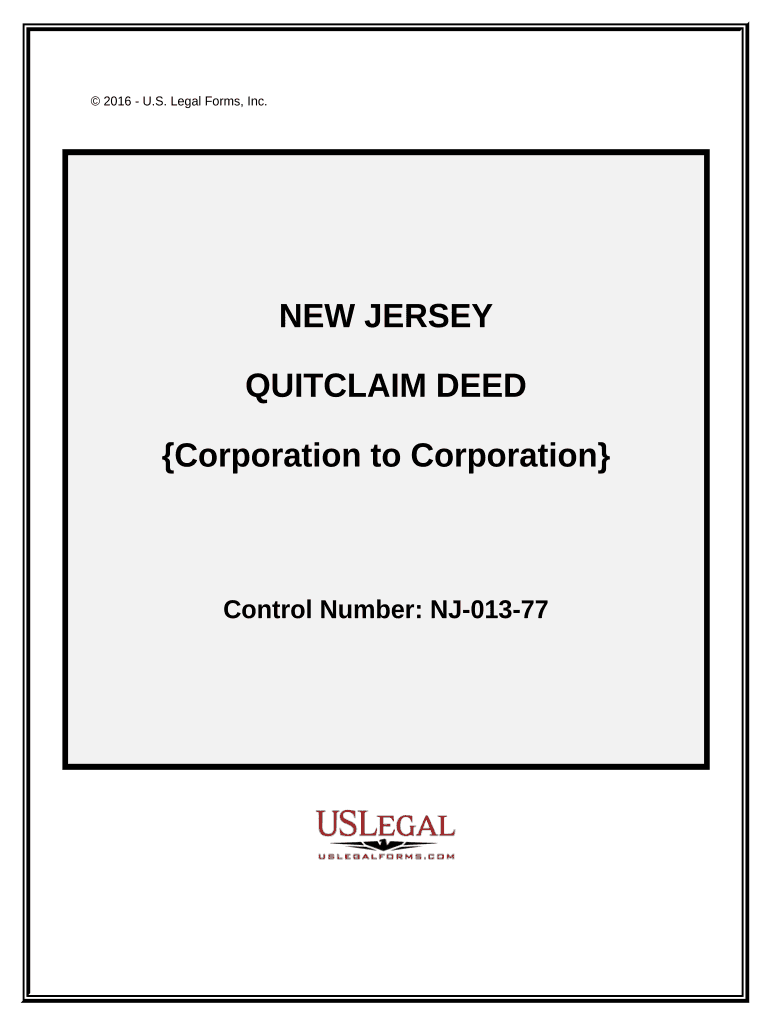 Quitclaim Deed from Corporation to Corporation New Jersey  Form