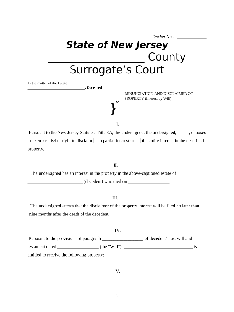 Nj Renunciation  Form