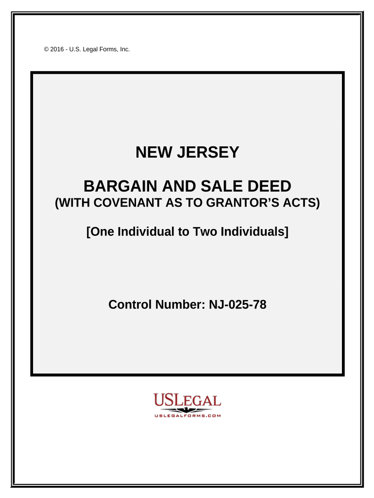 Bargain Sale Deed New Jersey  Form