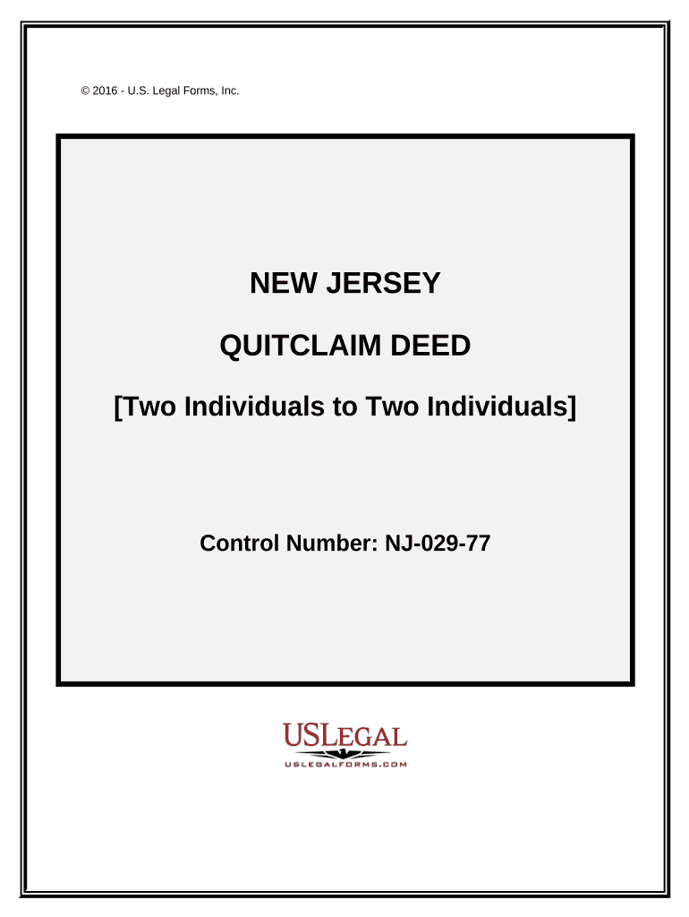 Nj Quitclaim Deed  Form