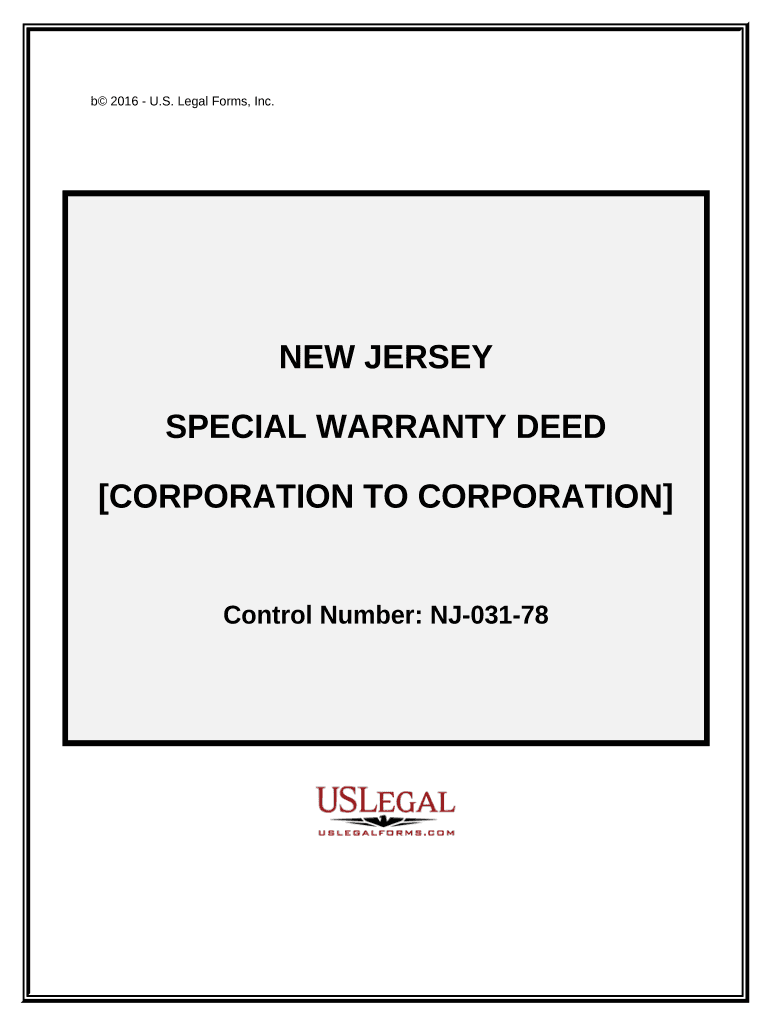 Special Warranty Deed New Jersey  Form
