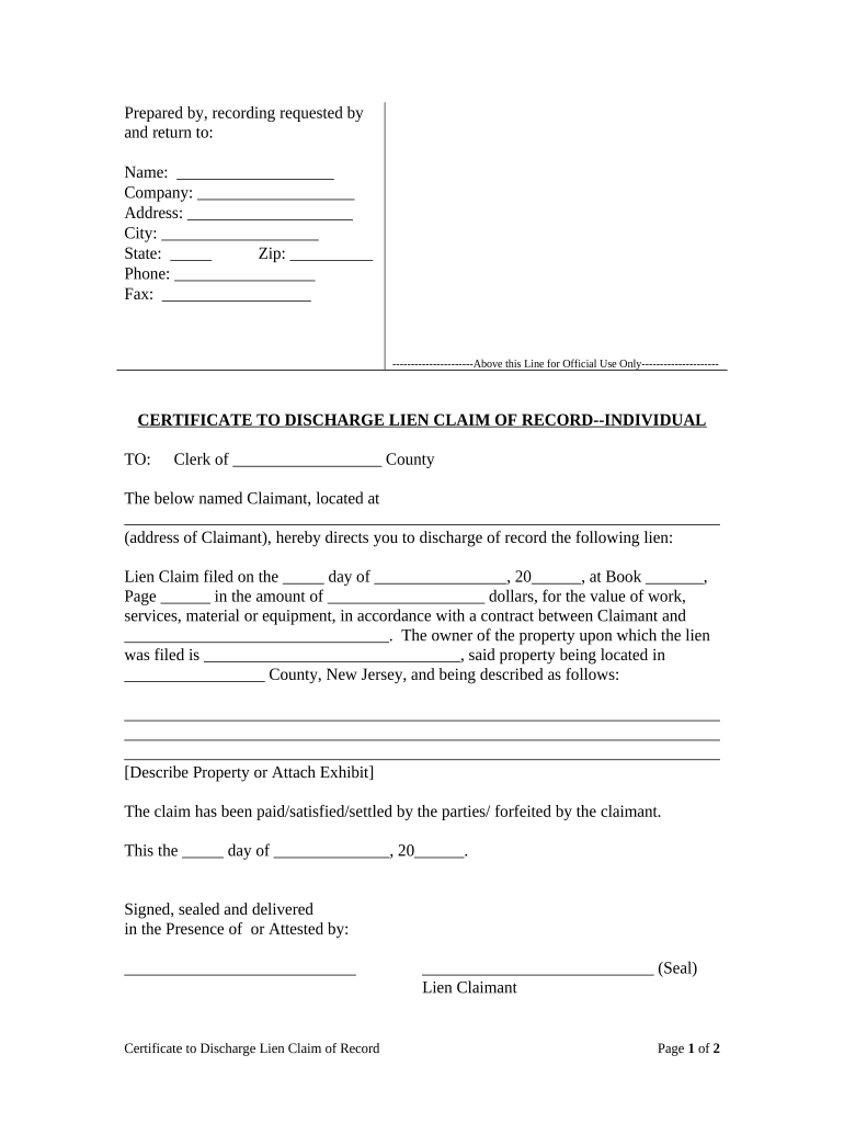 Nj Certificate  Form