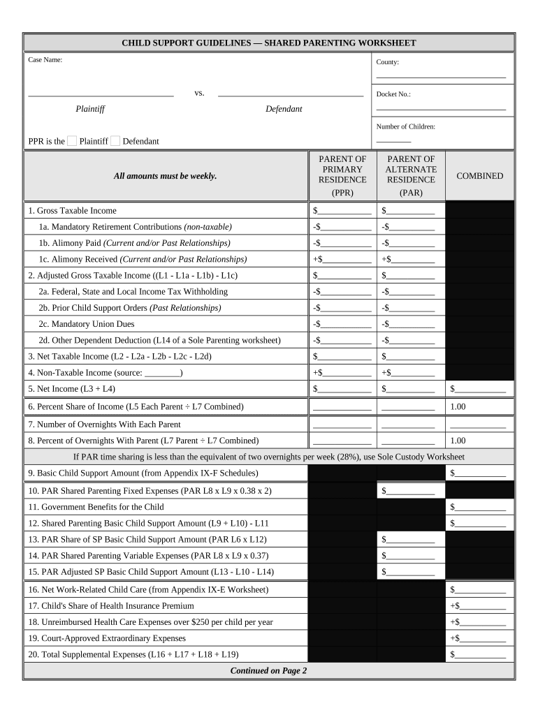 Nj Custody Child Support  Form