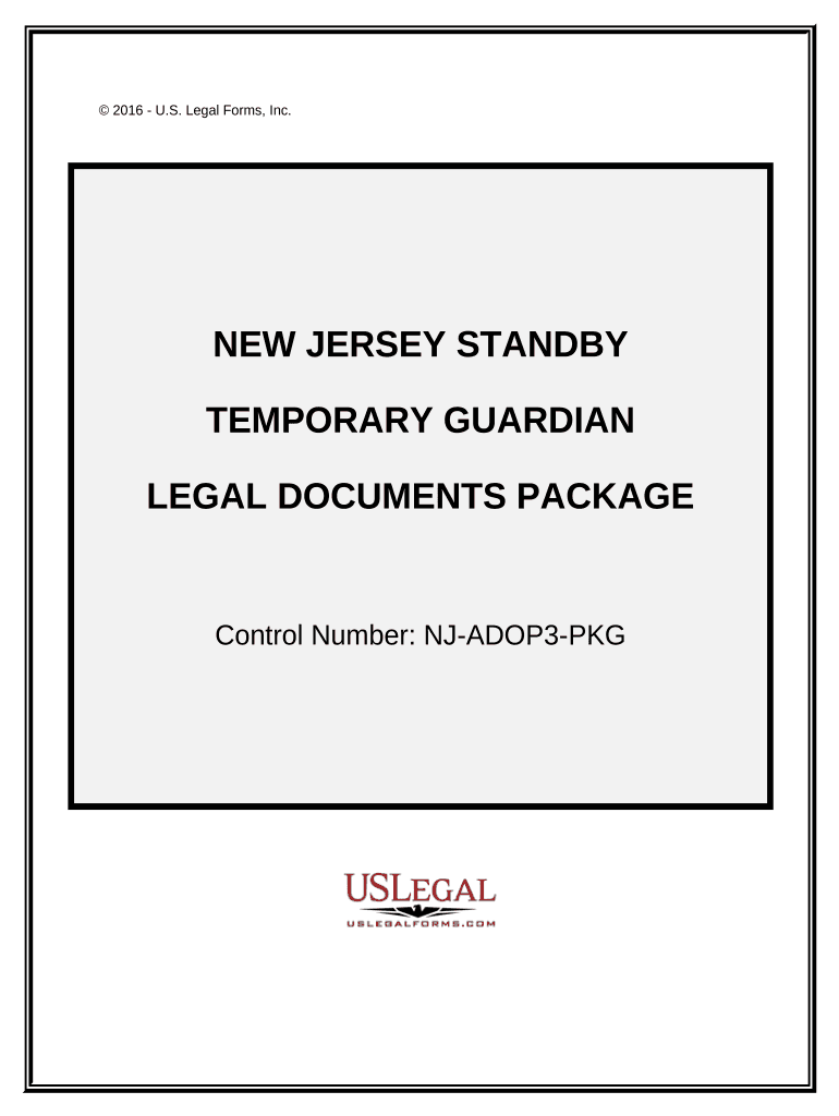 New Jersey Standby Temporary Guardian Legal Documents Package New Jersey  Form