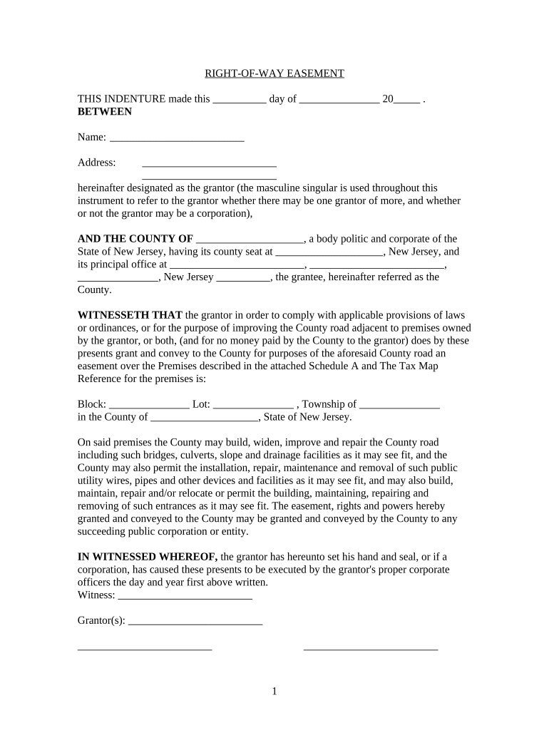 New Jersey Easement  Form