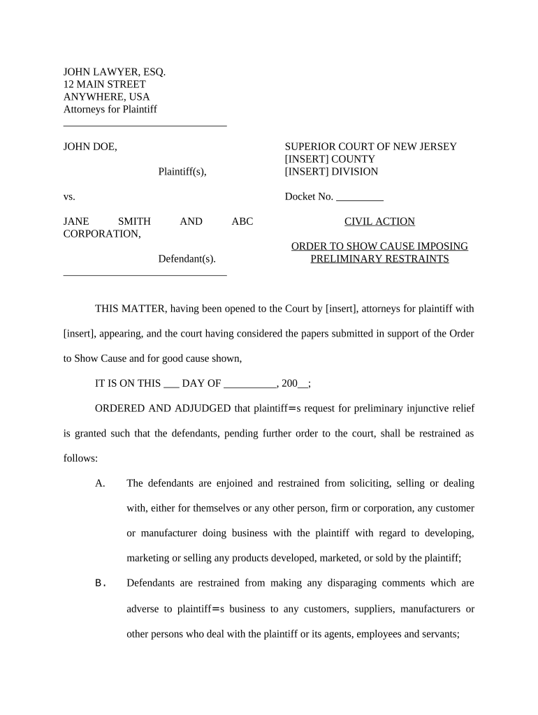 New Jersey Temporary  Form