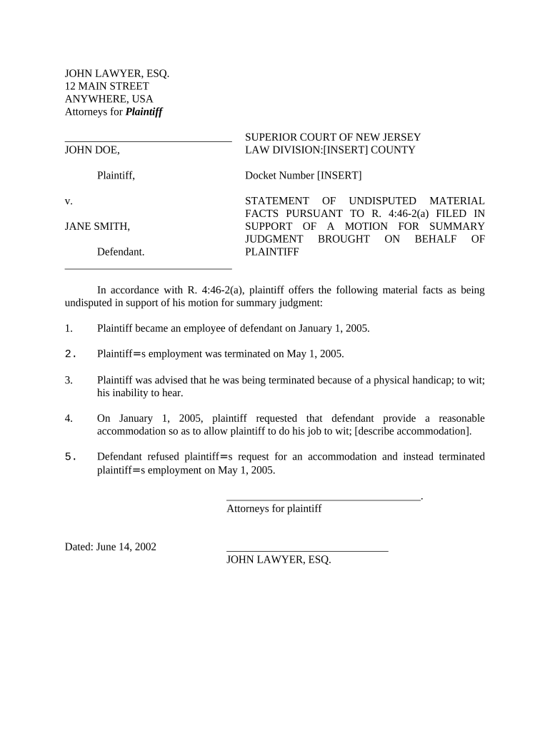 Nj Judgment  Form