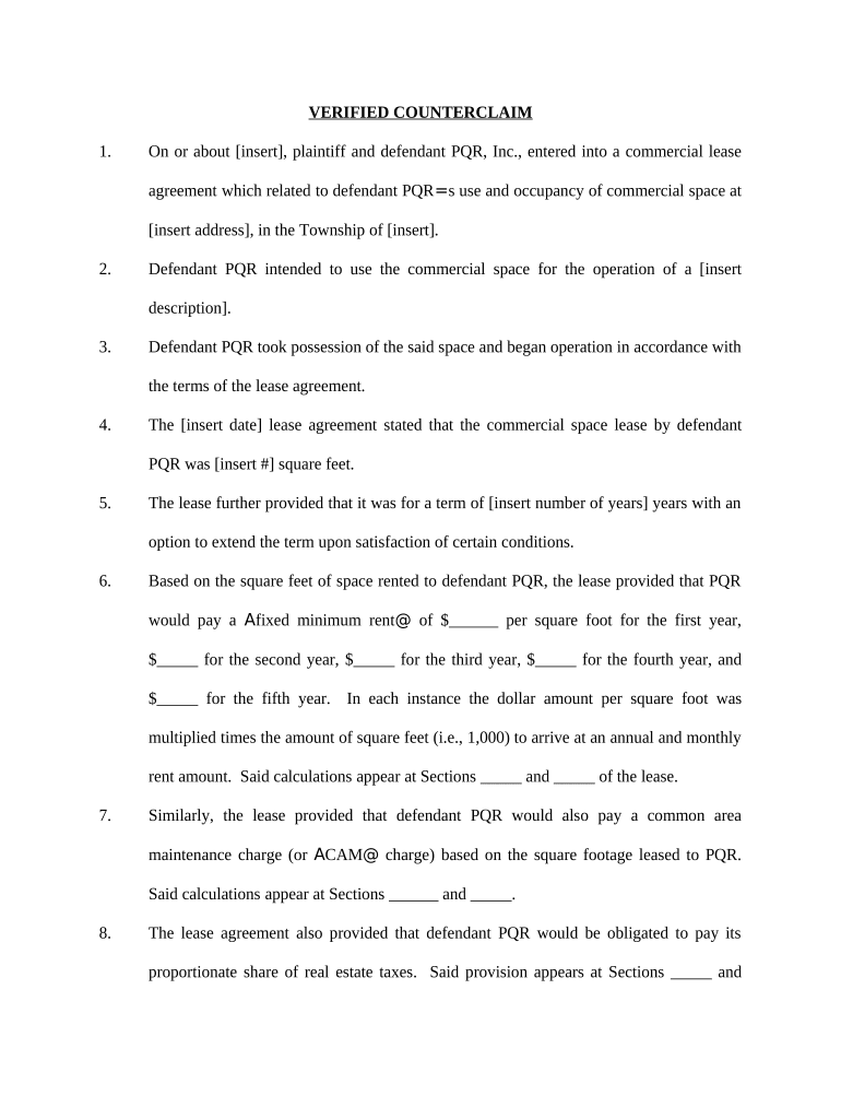 Nj Counterclaim  Form