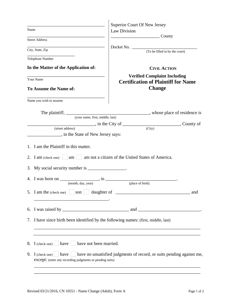 Nj Complaint Form