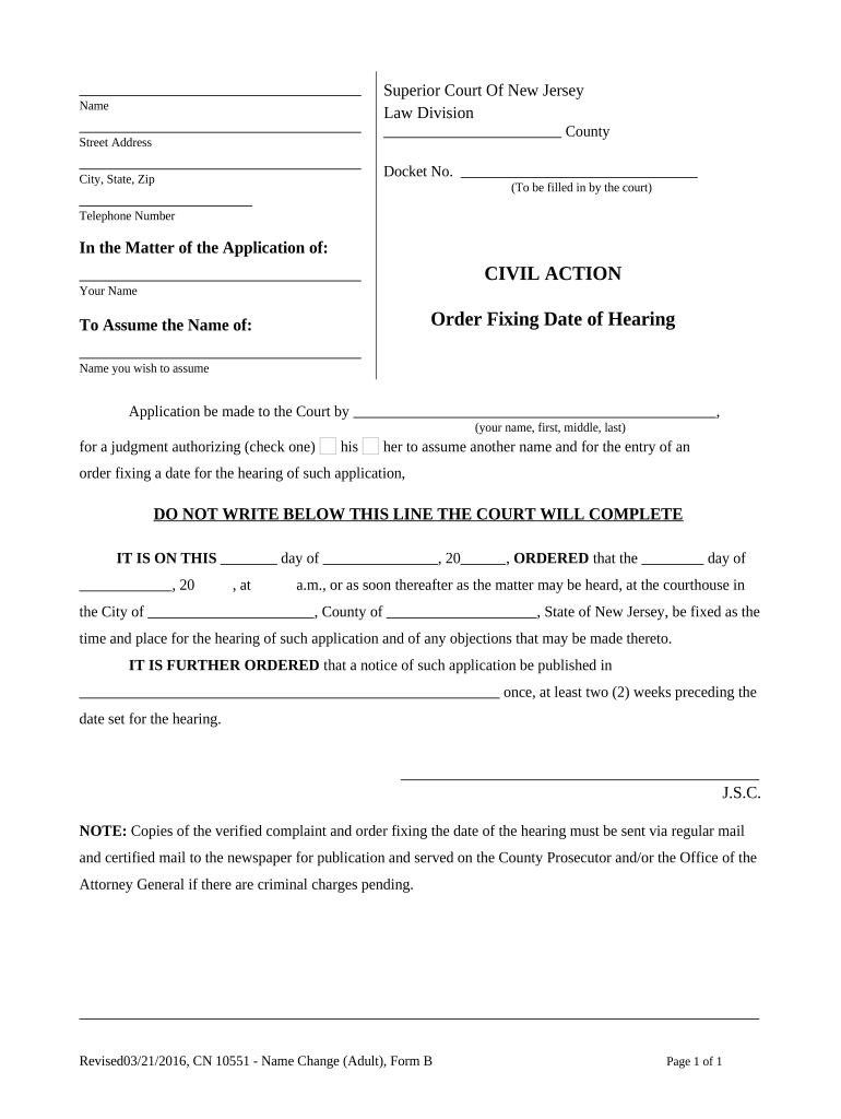 Hearing Change Court  Form