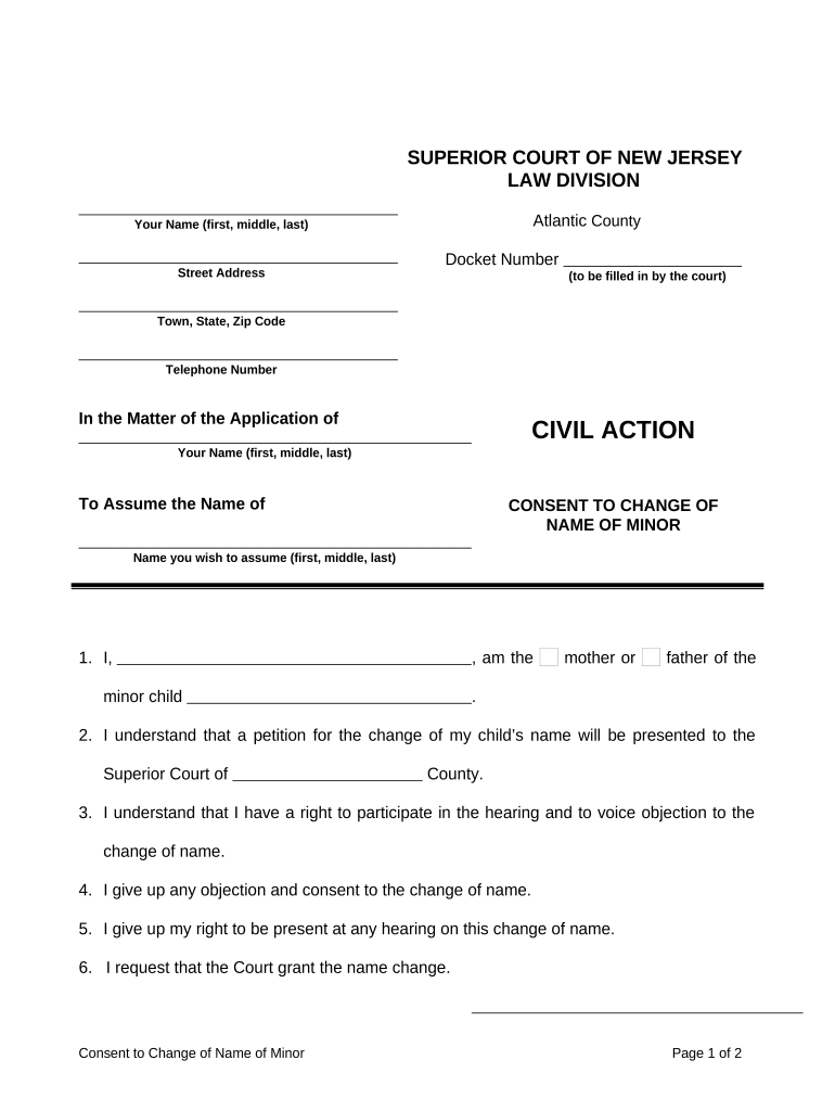 Change Name Minor  Form