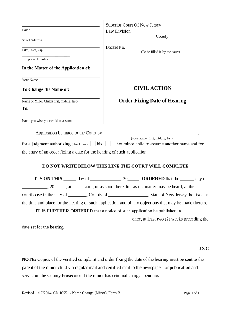 Date Hearing Change  Form