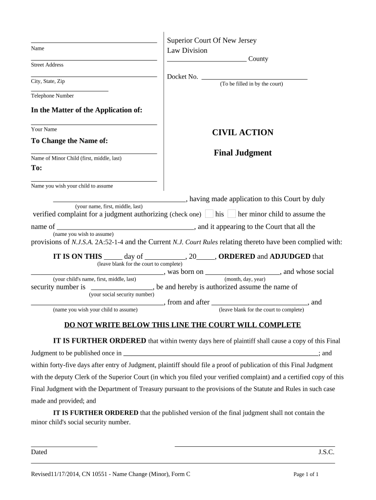 Nj Final Judgment  Form