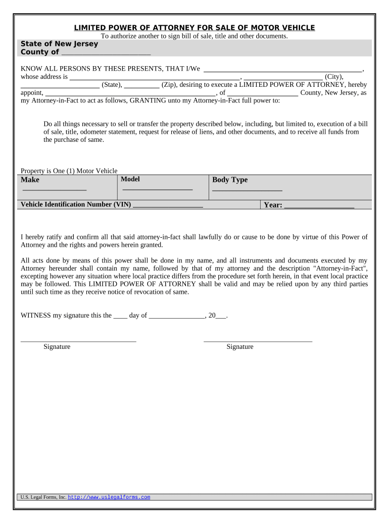 Nj Sale Form