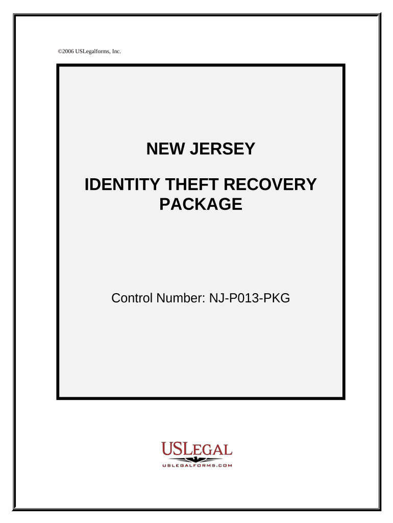 Identity Theft Recovery Package New Jersey  Form