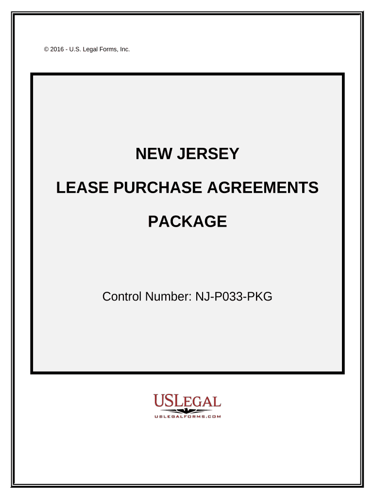 Lease Purchase Agreements Package New Jersey  Form