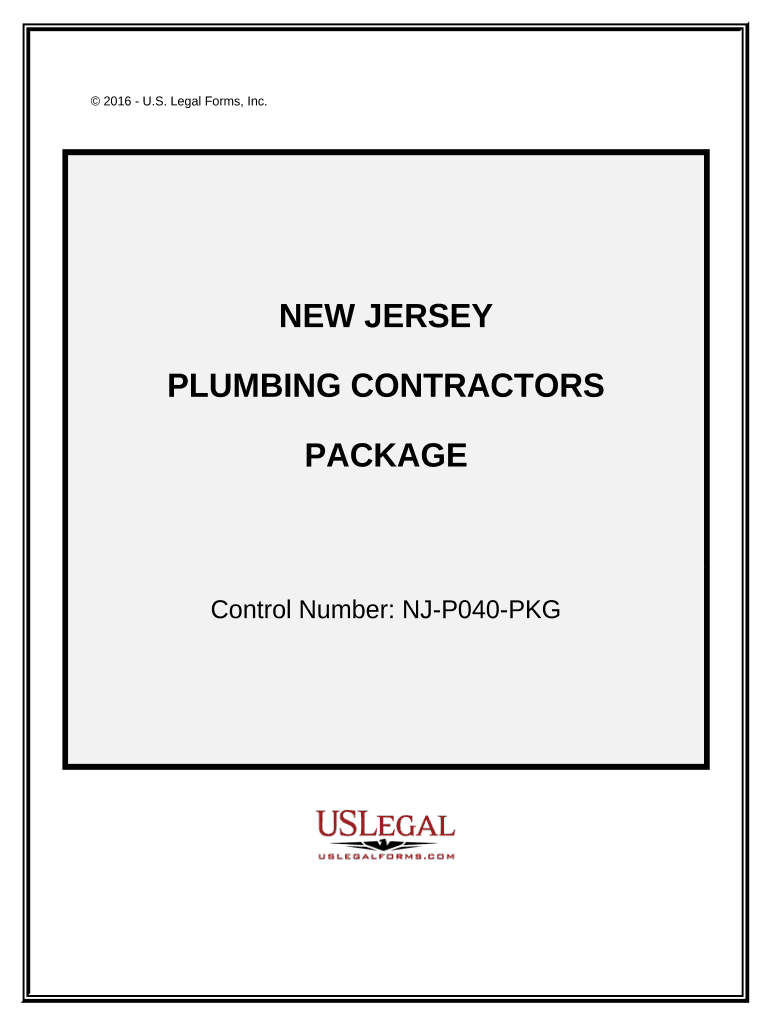 Plumbing Contractor Package New Jersey  Form