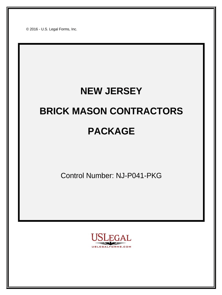Brick Mason Contractor Package New Jersey  Form