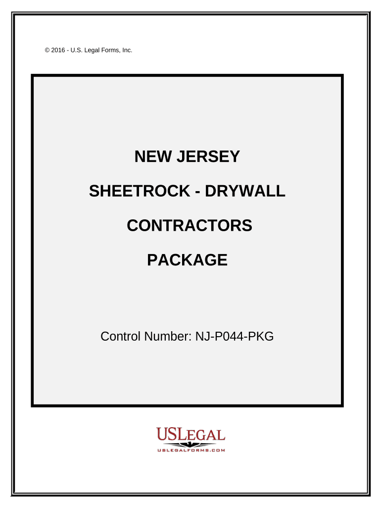Sheetrock Drywall Contractor Package New Jersey  Form