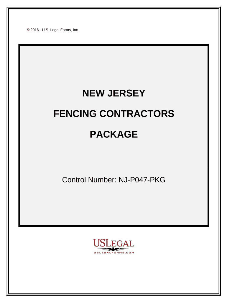 Fencing Contractor Package New Jersey  Form