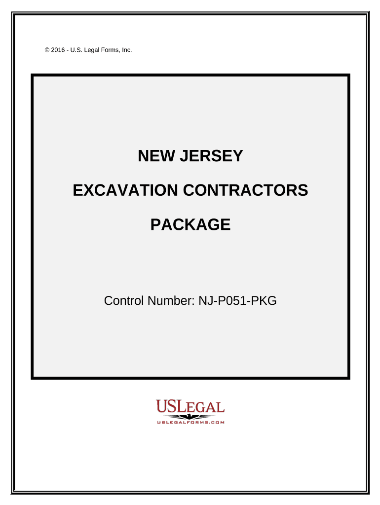 Excavation Contractor Package New Jersey  Form