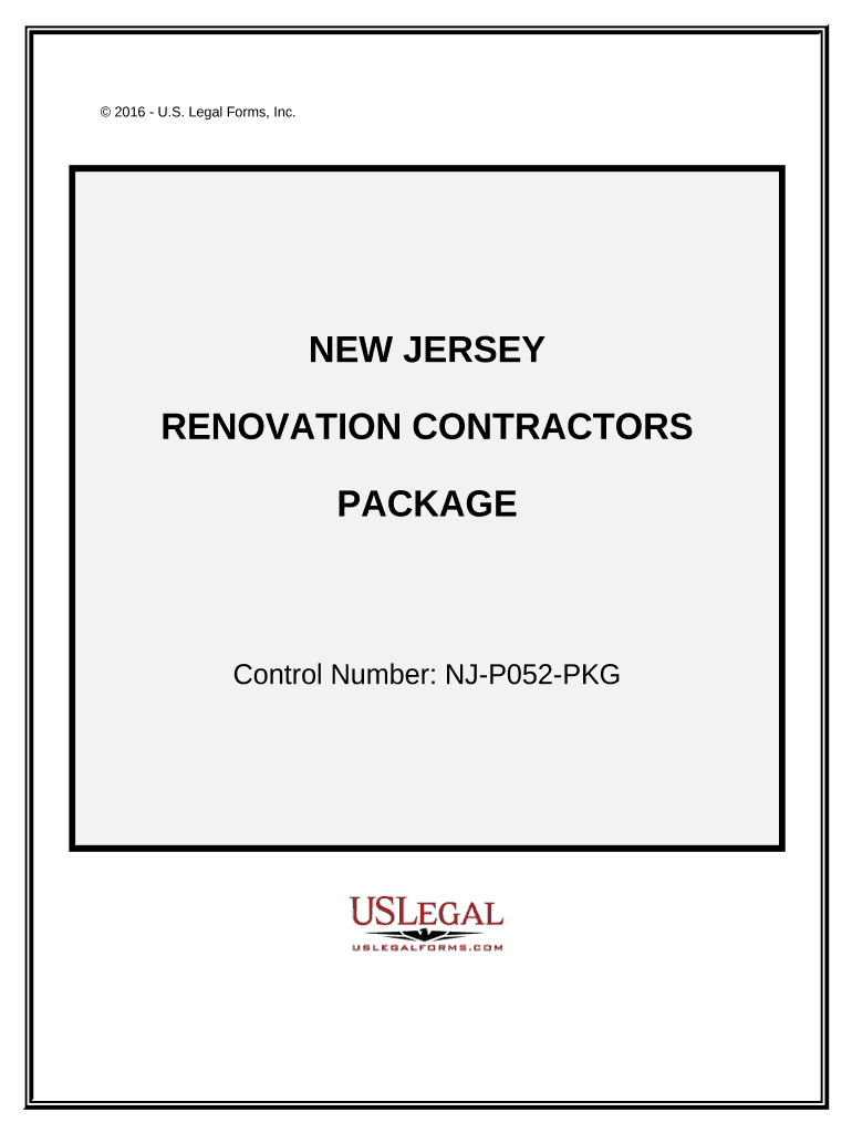 Renovation Contractor Package New Jersey  Form