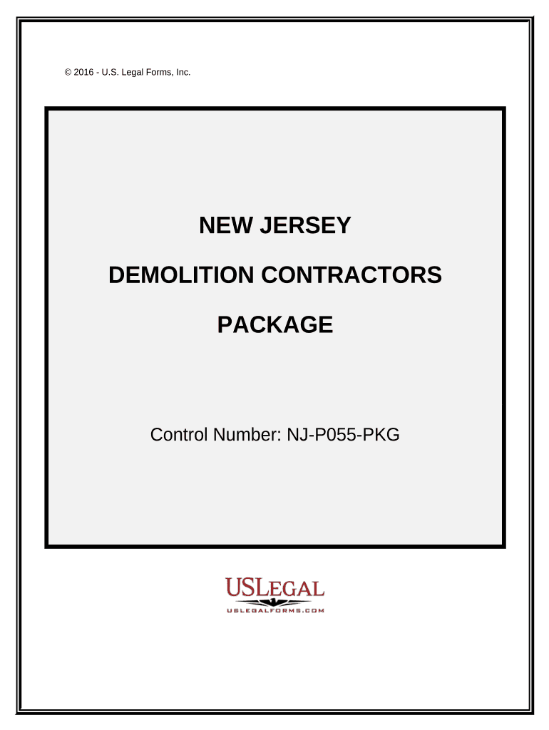 Demolition Contractor Package New Jersey  Form