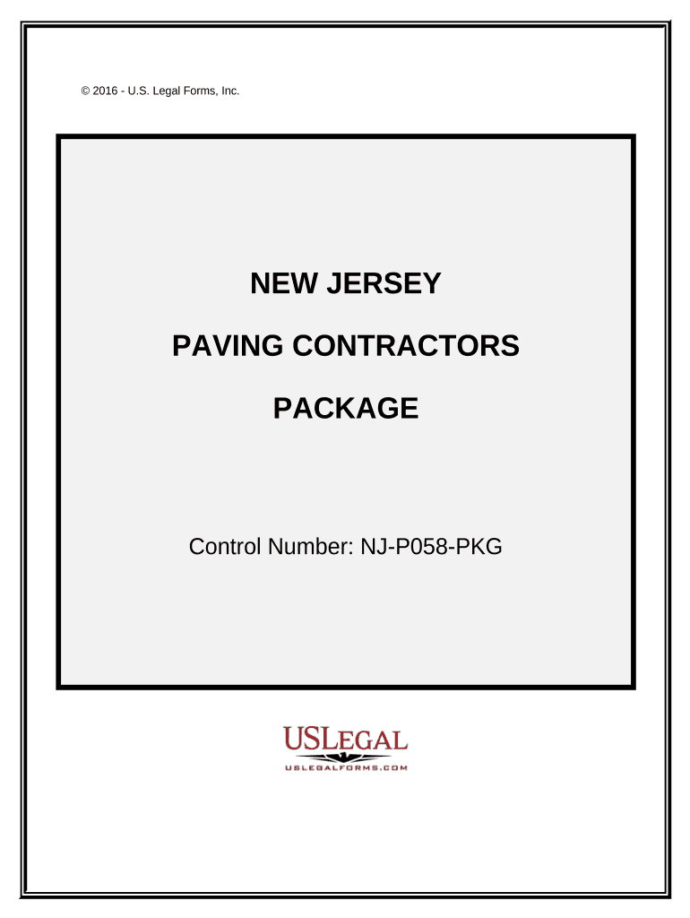 Paving Contractor Package New Jersey  Form