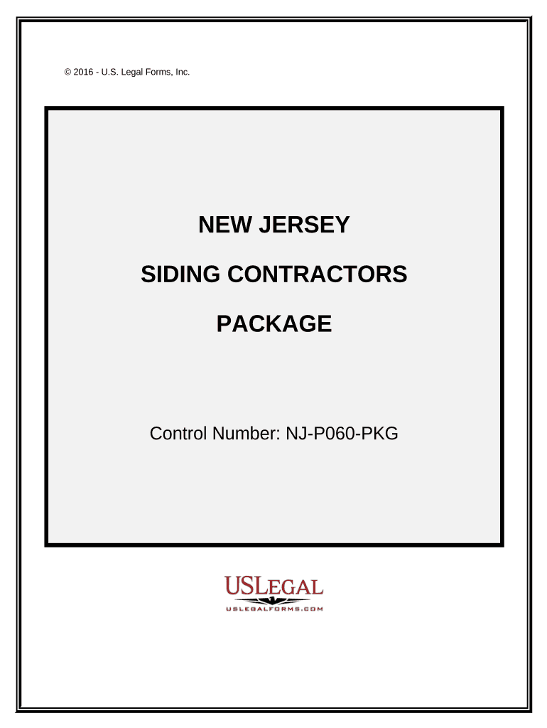 Siding Contractor Package New Jersey  Form