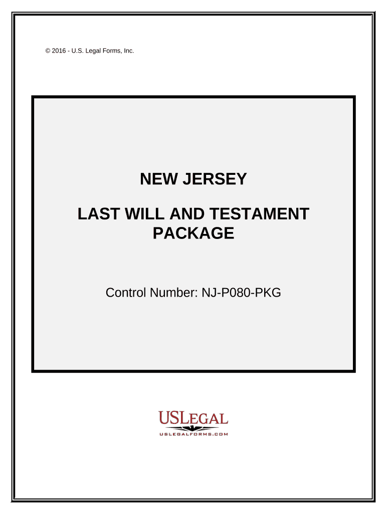 Last Will and Testament Package New Jersey  Form