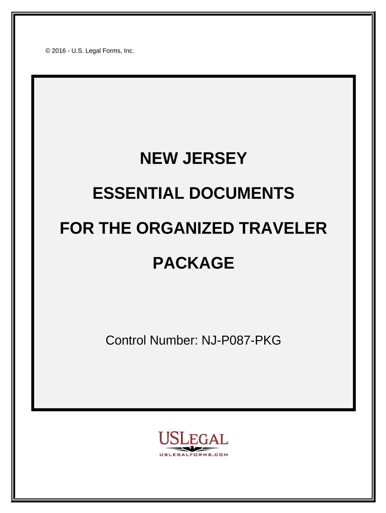 Essential Documents for the Organized Traveler Package New Jersey  Form