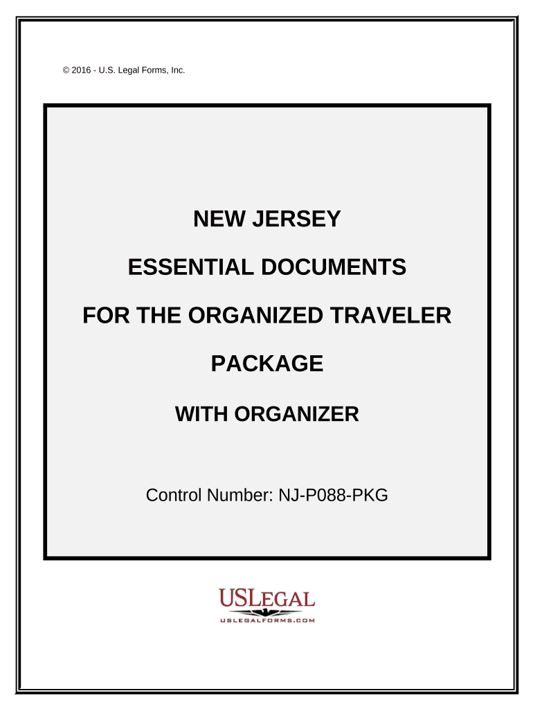 Essential Documents for the Organized Traveler Package with Personal Organizer New Jersey  Form