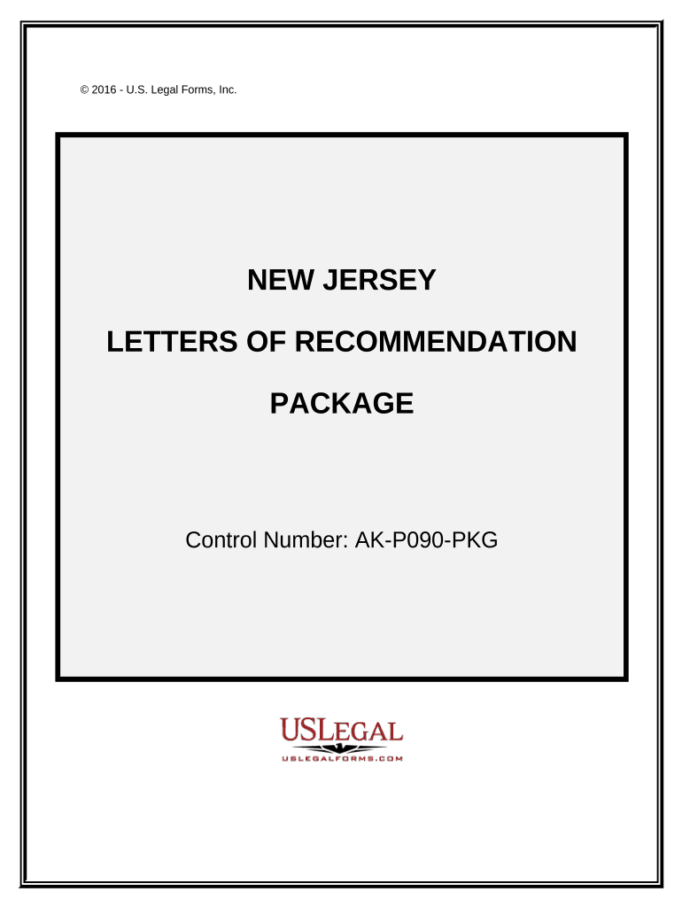 Letters of Recommendation Package New Jersey  Form