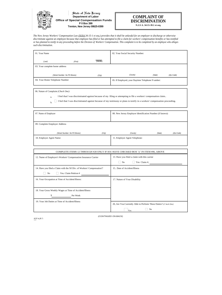 Nj Discrimination  Form