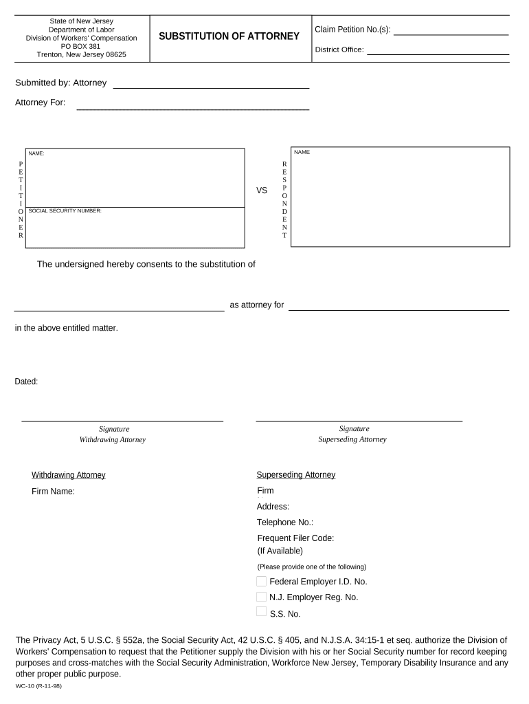 New Jersey Attorney  Form