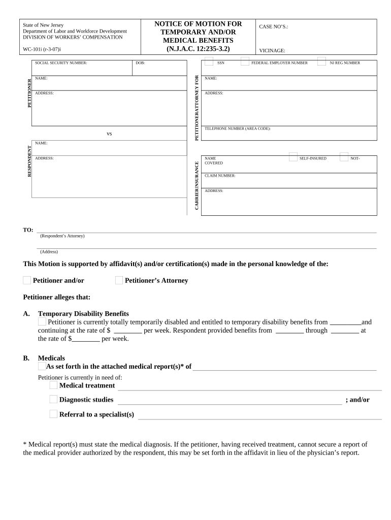 Nj Workers Compensation  Form