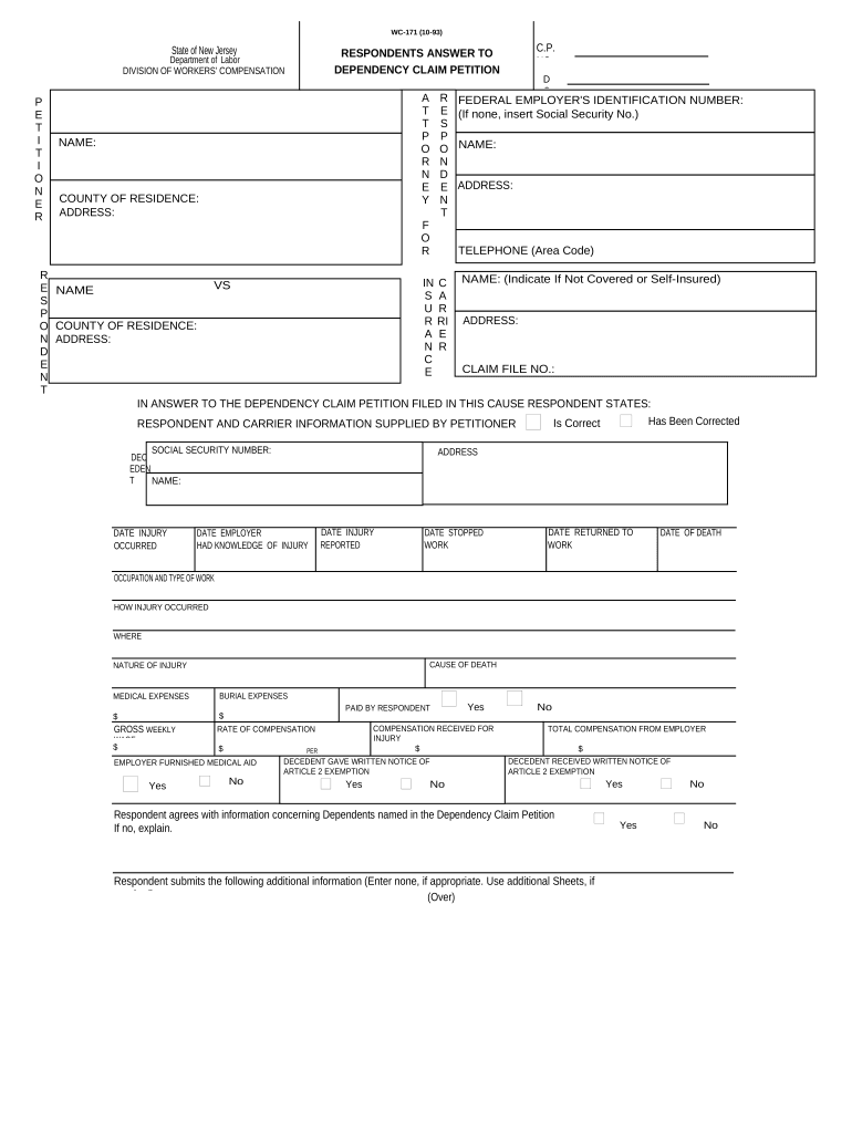 New Jersey Compensation Form