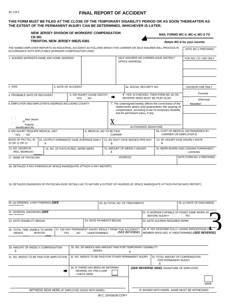New Jersey Compensation  Form
