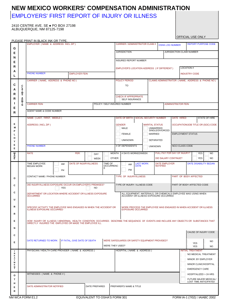 Employers Report Injury  Form