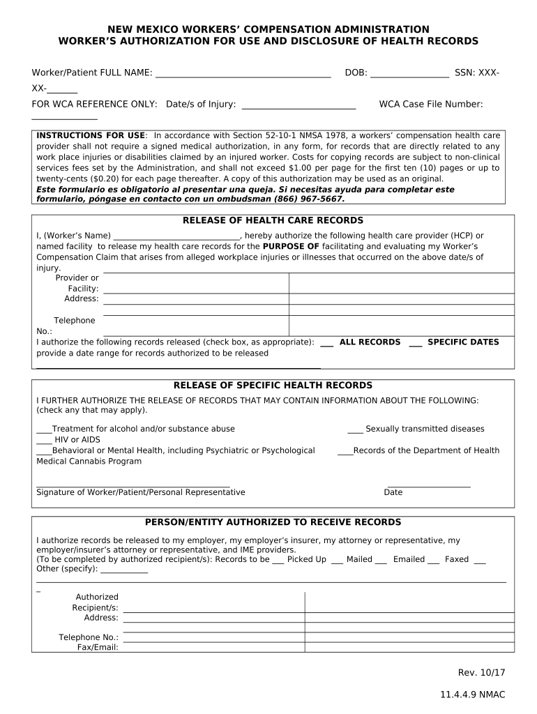 New Mexico Authorization Form