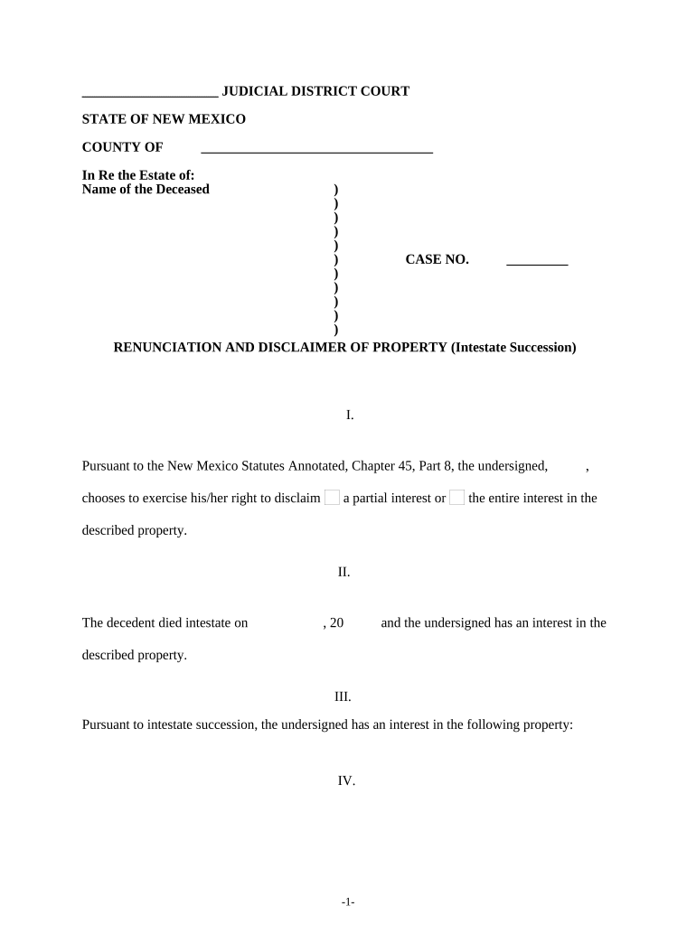 Renunciation Disclaimer Property  Form