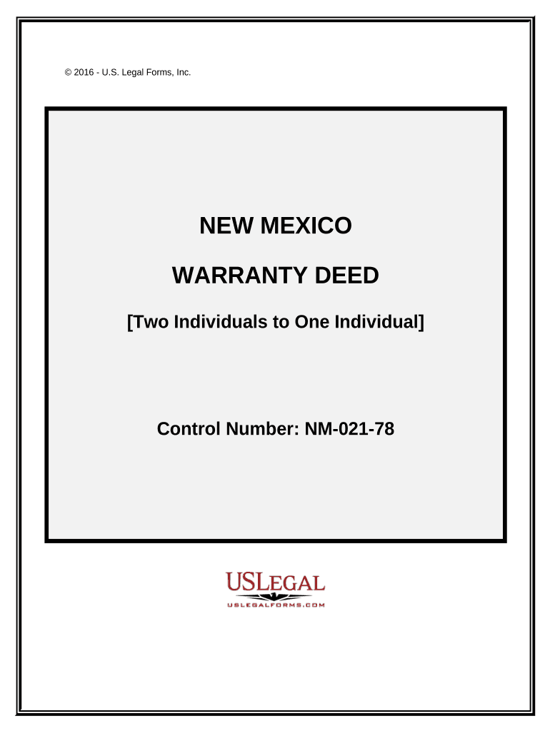 Warranty Deed Two Individuals to One Individual New Mexico  Form